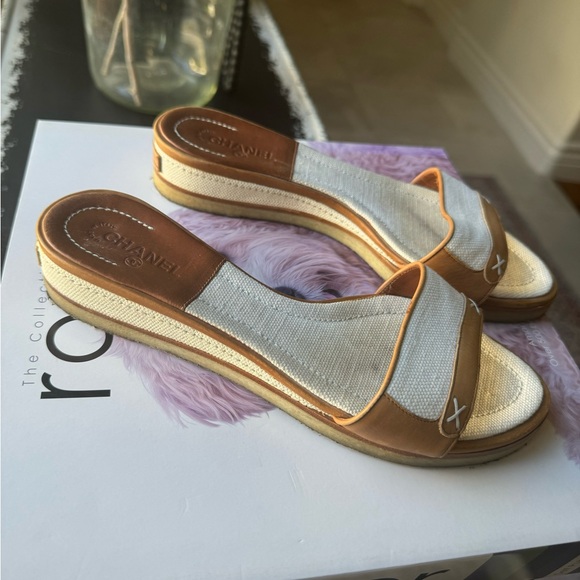 Chanel Cavas & Leather Sandals - Picture 4 of 11